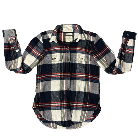 American Eagle Plaid Flannel Button-Up - Picture 1 of 6